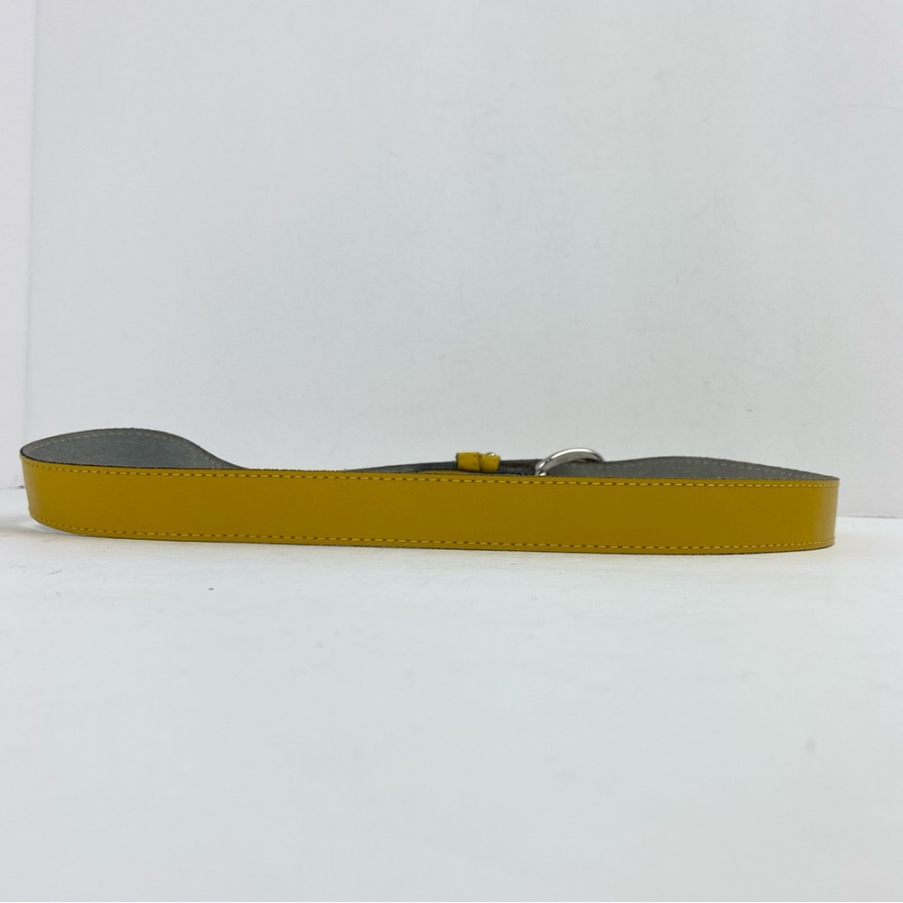 Vintage Yellow Leather Silver Hardware Large Belt - Picture 3 of 6